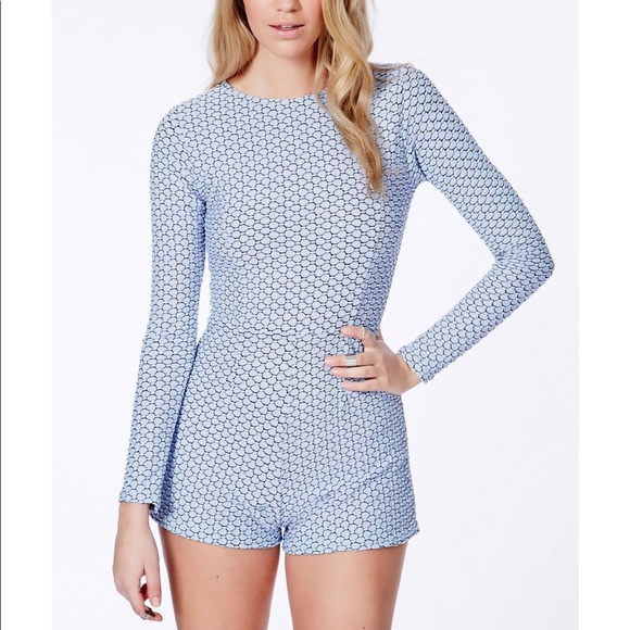 Missguided Blue-Dot  Romper - Picture 1 of 4